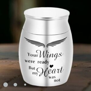 Memorial Cremation Urn Silver theme ‘Your Wings Were Ready But My Heart was Not’